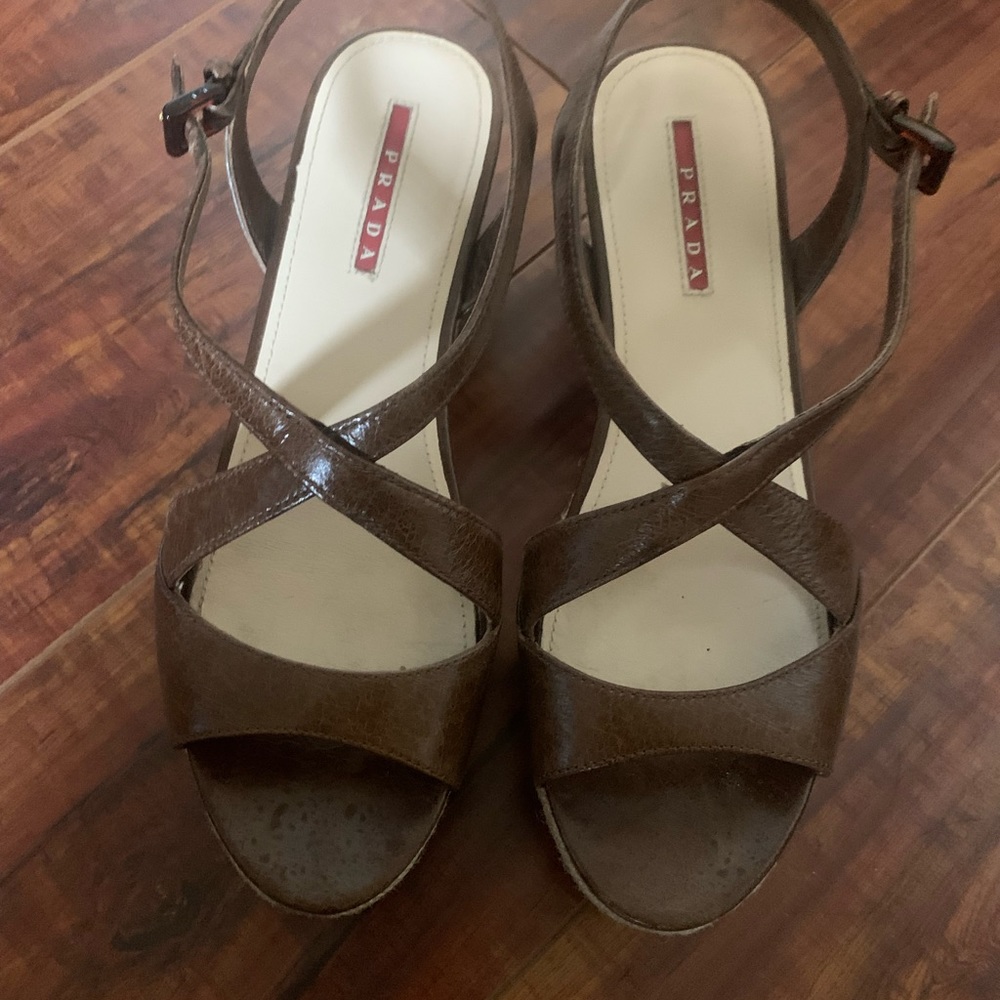 Prada espadrille wedge shoes